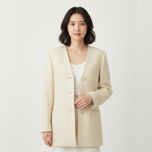 Vintage Diane Von Furstenberg Blazer Women's Size 6 Cream - Picture 1 of 11